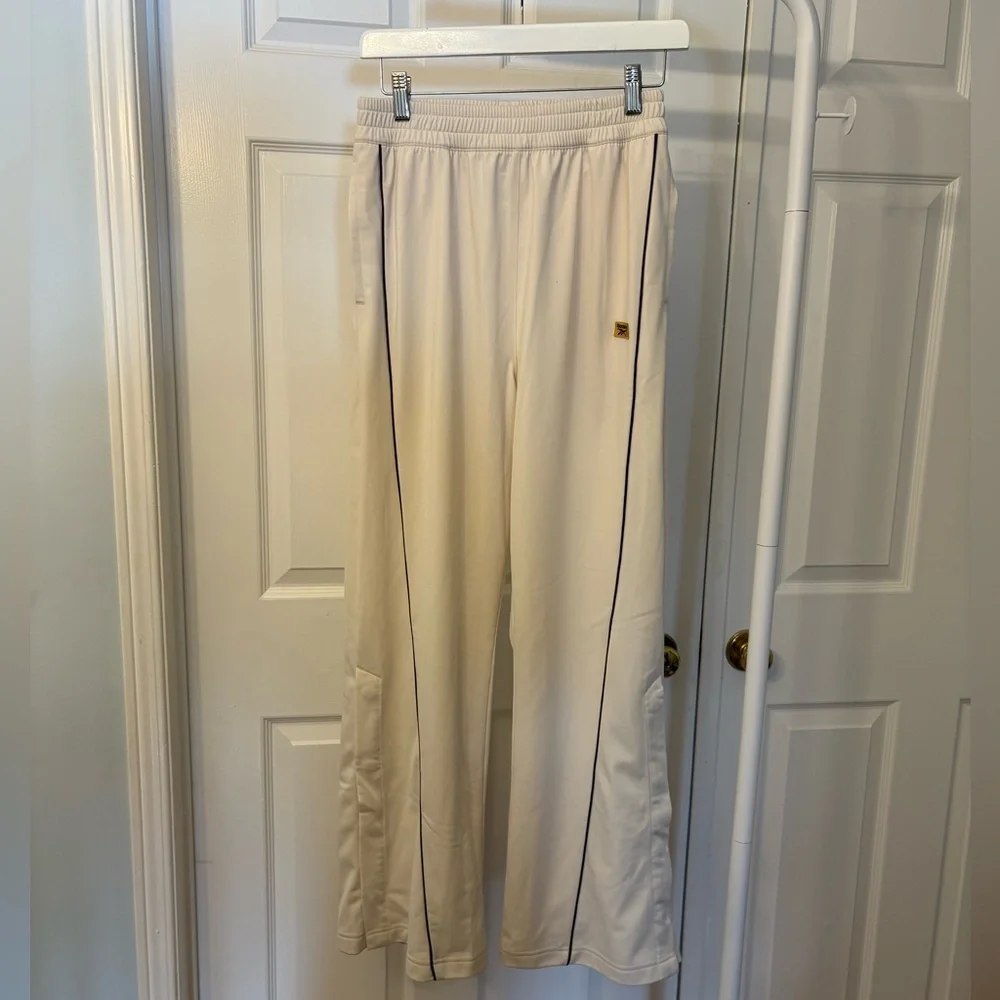 Reebok Baseball Creme & Brown Stripe Highrise Loose Track Pant Small - Picture 4 of 16